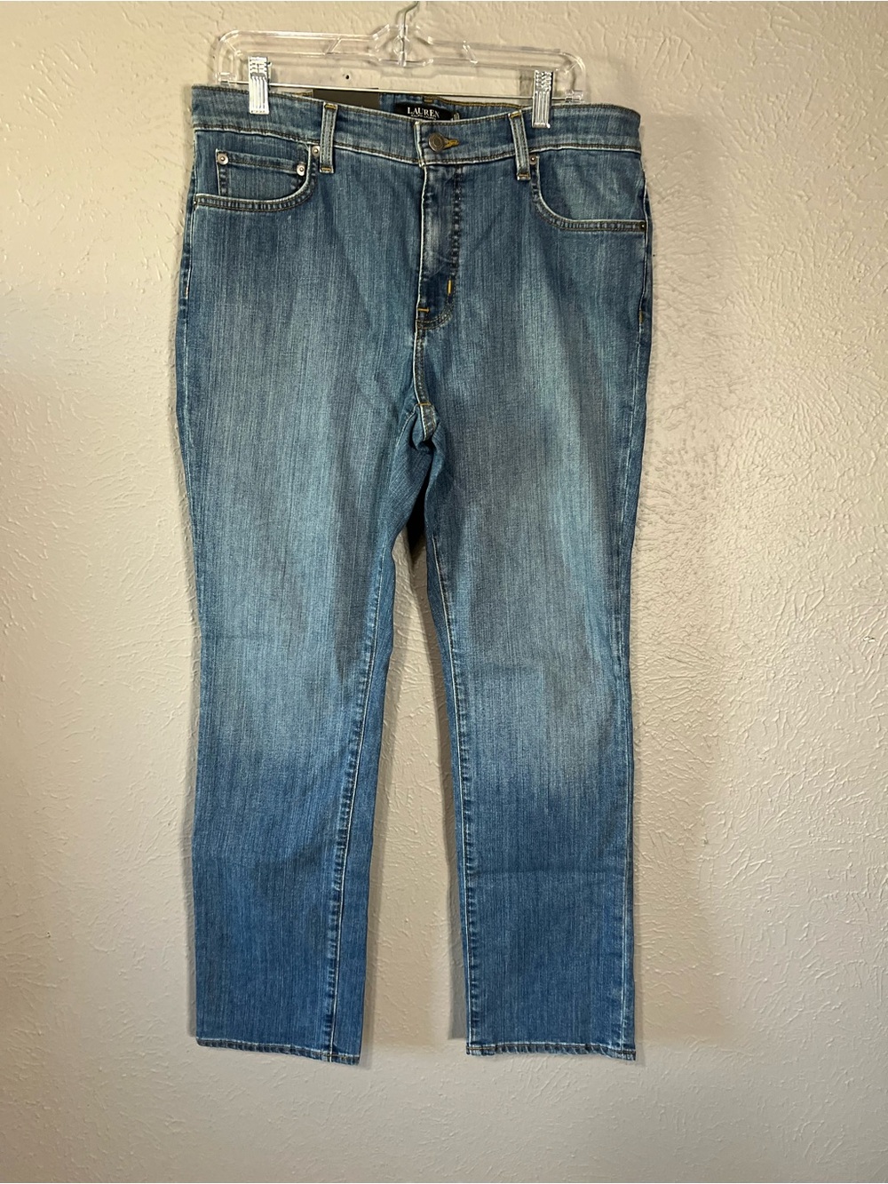 Lauren Ralph Lauren Straight Leg Mid Rise Super Stretch Jeans Womens 14x30 Blue